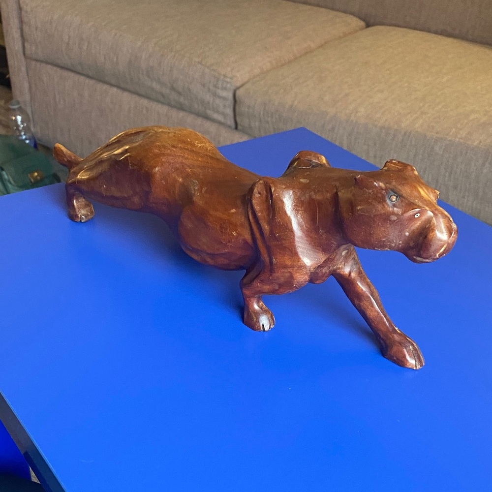 Mid-Century Modern Stylized Panther Wooden Sculpture